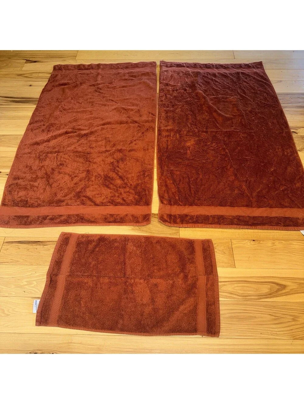 Wamsutta Rust Red Bath & Hand Towel Set 100% Cotton – Set of 3 Bathroom Decor